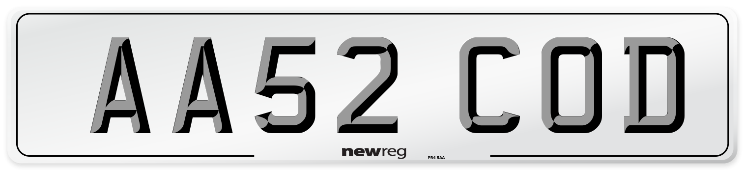 AA52 COD Number Plate from New Reg
